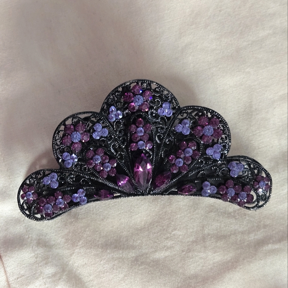 Spanish Lace Elegance Purple and Black Hair Claw - Picture 2 of 10